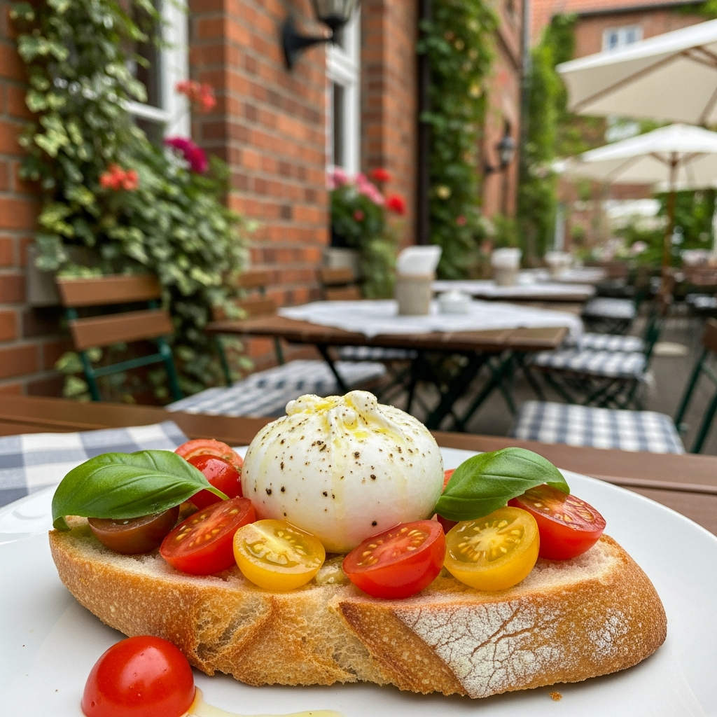 Schnelles Sommervergnügen: Burrata Baguette mit Kirschtomaten!