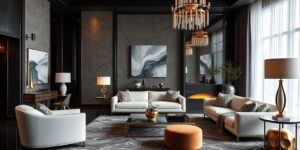 Elegante Innenansicht eines modernen Luxusraums.