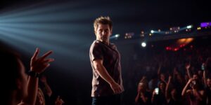 Morgan Wallen verlässt die Bühne, Fans schauen verwirrt.