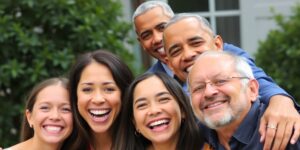 Barack Obama fotobombt ein fröhliches Familienfoto.