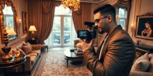 Luxuriöse Wohnung mit Content-Creator und eleganter Einrichtung.