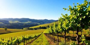 Malerische Weinberge in Deutschland unter blauem Himmel.
