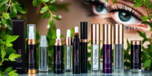 Verschiedene Wimpernseren in eleganter Verpackung.