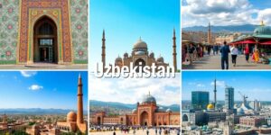 Farbenfrohe Architektur und Landschaften Usbekistans.