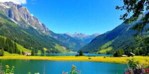 Berglandschaft in Kitzbühel mit klaren Seen und Tälern.