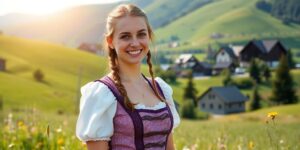 Clarissa Käfer in traditioneller bayerischer Tracht.