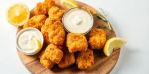 Knusprige Fisch-Nuggets mit Dip