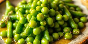 Delikate Zuckerschoten in Olivenöl.