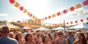 Festliche Menschenmenge bei Sommerfeier