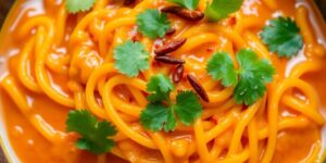 Indische Linsennudeln mit Garnitur