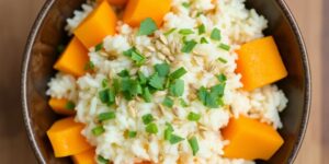 Reis-Kürbis-Salat mit Kräutern und Kernen