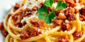 Cremige Pasta Carbonara mit Speck und Parmesan