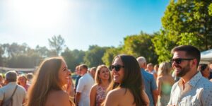 VIPs genießen Sonnenschein bei Sommerfest.