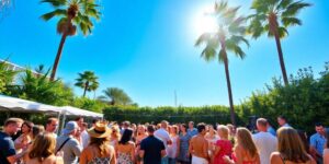 VIPs genießen Sonnenschein und Sommerfest.