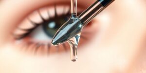 Wimpernserumflasche mit tropfendem Applikator.