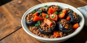Karniyarik Gericht mit Auberginen und Hackfleisch