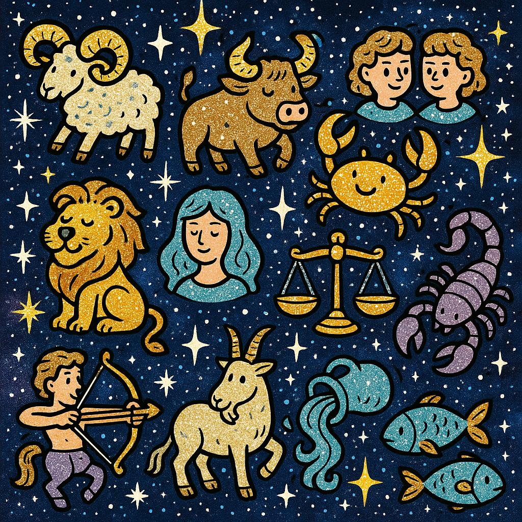 Sternenhimmel mit Sternzeichen – kosmischer Dienstag voller Glitzer und Ironie