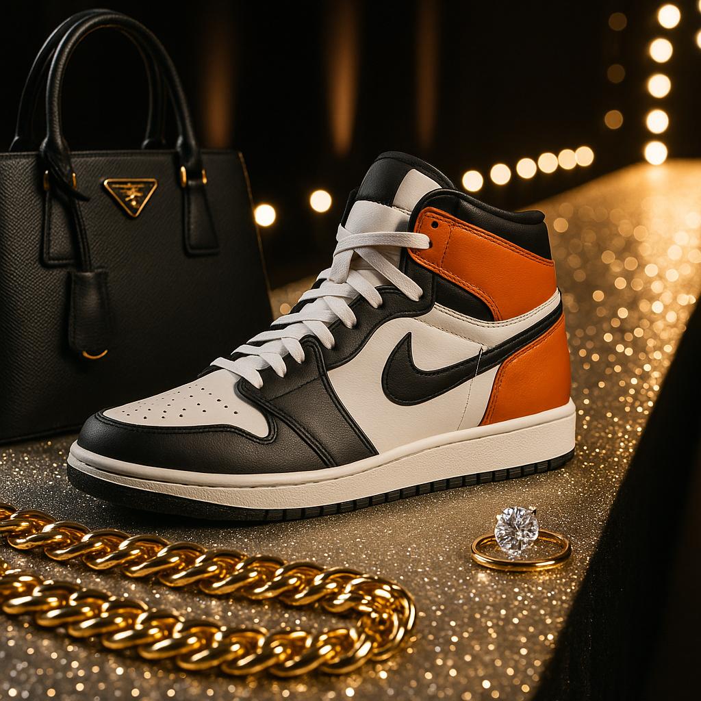 Basketball-Sneaker und Luxusaccessoires als Symbol für den Modestil von Ellen Schröder