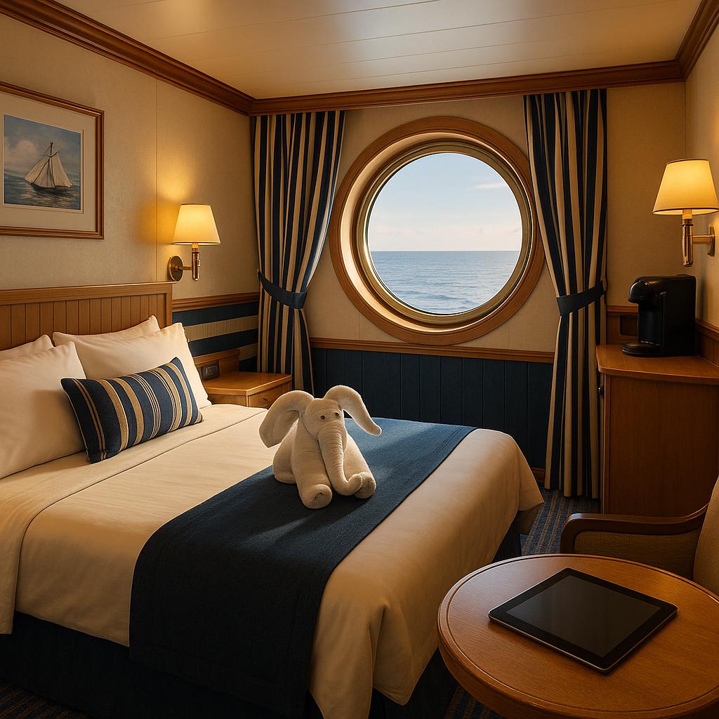 Kreuzfahrtkabine mit Hängematte, Kaffeemaschine und Meerblick – Ausstattung vergleichen