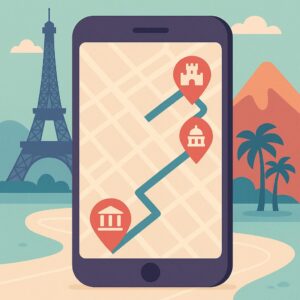 Darstellung einer KI-Reiseplanung mit Karten und Sehenswürdigkeiten für Tagesausflüge