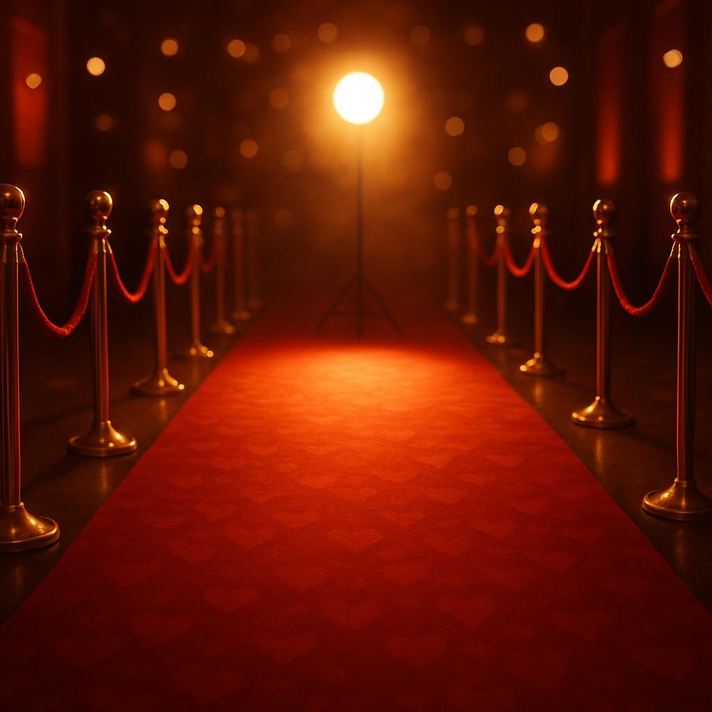 Symbolischer roter Teppich mit Spotlicht – Glamour und Comeback-Stimmung