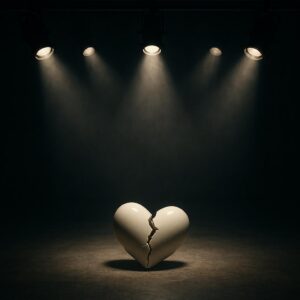 Symbolbild: zerbrochenes Herz auf Bühne symbolisiert Trennung im Reality-TV