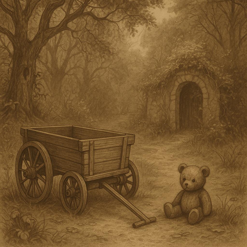 Vintage-Spielszene mit altem Wagen, ohne Personen, symbolisch für Suchbilder