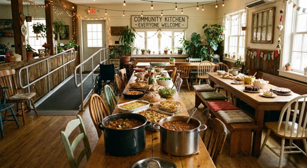 Einladende Gemeinschaftsküche ohne Menschen