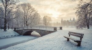 Winterliche Szene im schwedischen Royal Park symbolisch für Erinnerung und Hoffnung