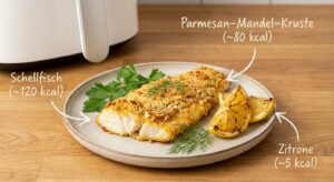 Knuspriger Fisch mit Parmesan-Mandel-Kruste aus der Heißluftfritteuse