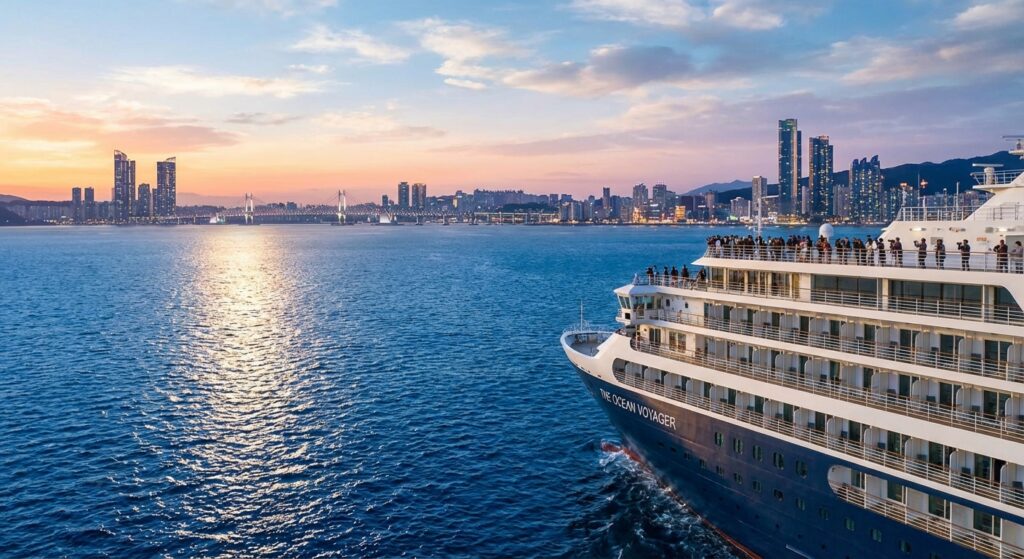 Luxuriöses Kreuzfahrtschiff auf dem Meer
