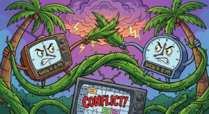 Symbolbild TV Sendeplan Konflikt zwischen Dschungelcamp und Promis unter Palmen