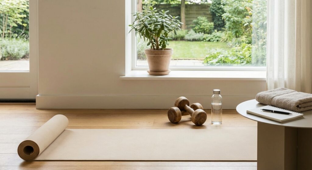 Symbolisches Bild von effektiven Körperübungen zuhause ohne Geräte