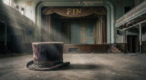 Verblasster Zauberhut auf Theaterparkett – symbolisch für das Ende einer Zauber‑Ära