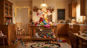 Symbolisches Bild eines Vulkans in einer lebhaften Küche