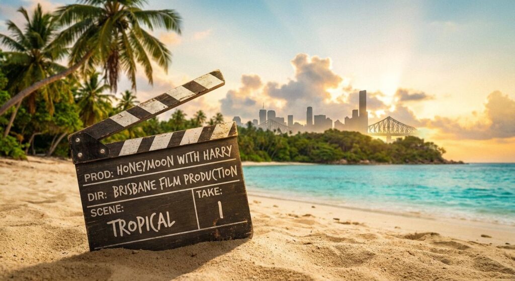 Filmklappe tropische Queensland-Kulisse 'Honeymoon With Harry'