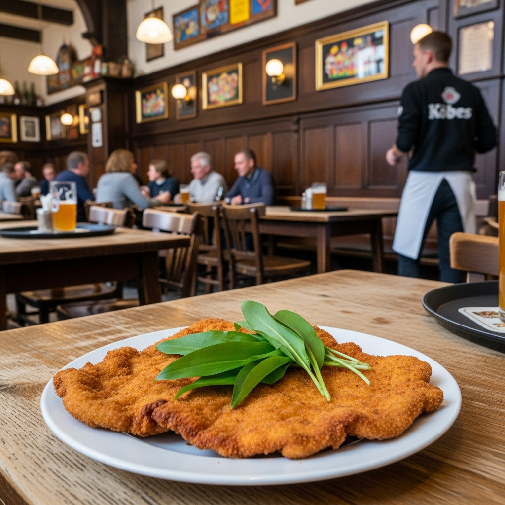 Köstliches Bärlauch-Schnitzel mit knuspriger Panade und Beilagen