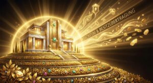 Symbolische Luxusvilla auf Hügel als Zeichen einer großzügigen Hausübergabe