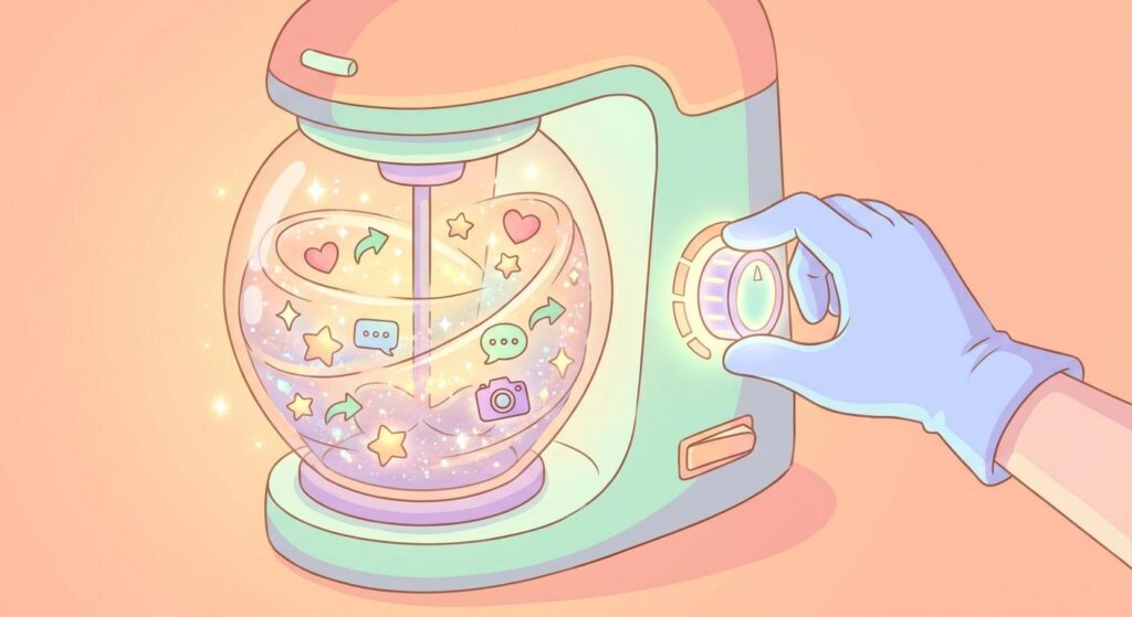 Symbolbild magischer Cocktail-Mixer, Social Media und Magie im Bild vereint - SEO