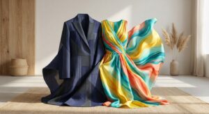 Abstrakte, modische Muster als Partnerlook-Illustration