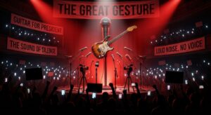 symbolische Bühne mit Gitarre bei Konzert und politischem Statement