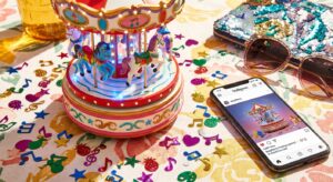 Symbolisches Instagram-Bild mit Karussell und Noten