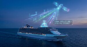 Kreuzfahrtschiff mit digitalem Overlay zur Internetverbindung