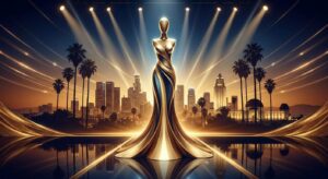 Symbolisches Glamour-Icon vor Los Angeles Skyline – GNTM-Finale in LA