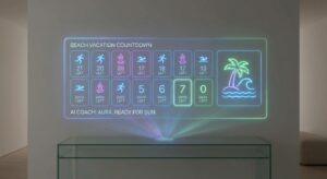 Futuristisches KI-Interface mit Fitness-Countdown