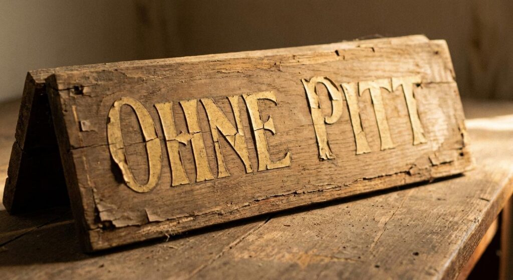 Symbolisches Schild mit der Aufschrift 'Ohne Pitt' – Symbol für Namensänderung und Neuanfang