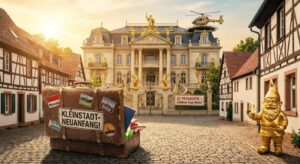 Symbolbild: Luxusvilla mit Umzugskoffer – Umzug Michael Olise Grünwald